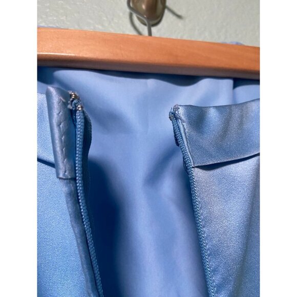 Alfred Angelo Women's Blue and Lime Green Bow Strapless Dress Prom Dance Size 8 - Picture 9 of 12